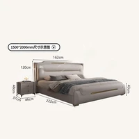 Chambre à coucher de luxe lit sommeil minimaliste européen tables de nuit tissus d'ameublement lits Queen Lounge Letto Matrimoniale meubles d'hôtel 5