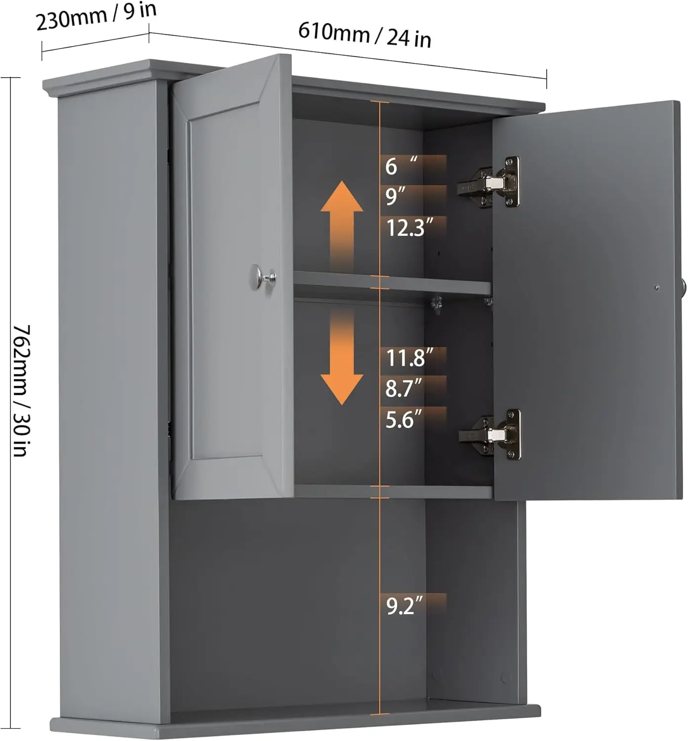 24x30 Inch Wooden Over Toilet Storage Cabinet with 2 Doors, Above Toilet Medicine Cabinets
