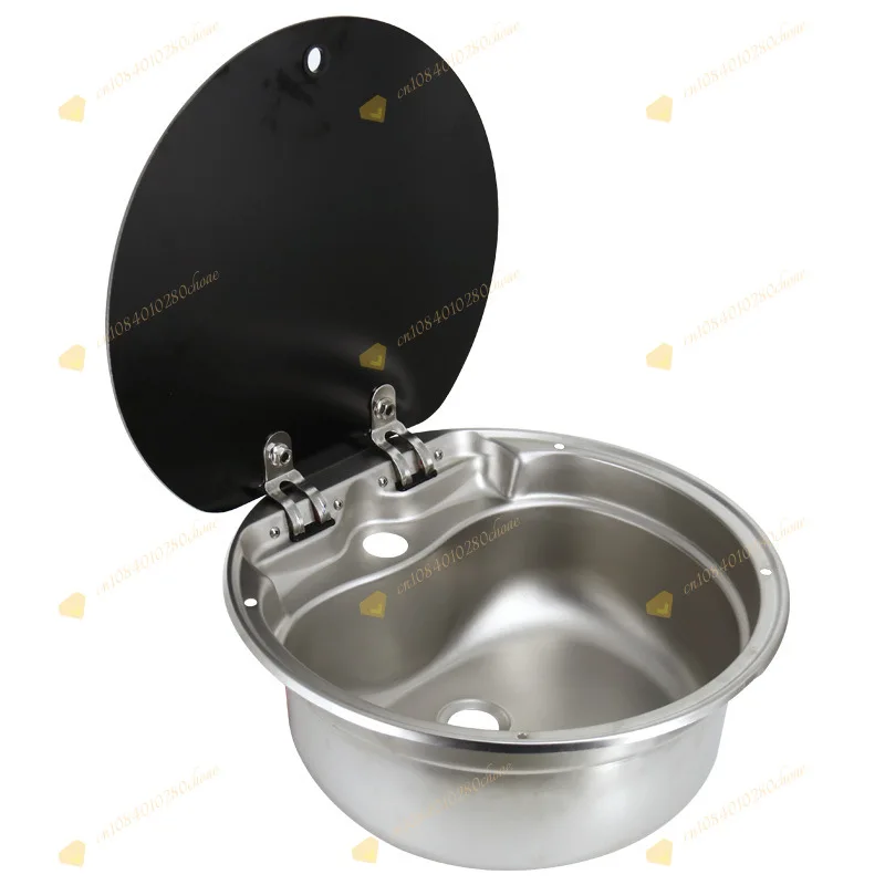 RV Sink with Covered Kitchen Sink Wash Trough Folding Flap Single Sink Stainless