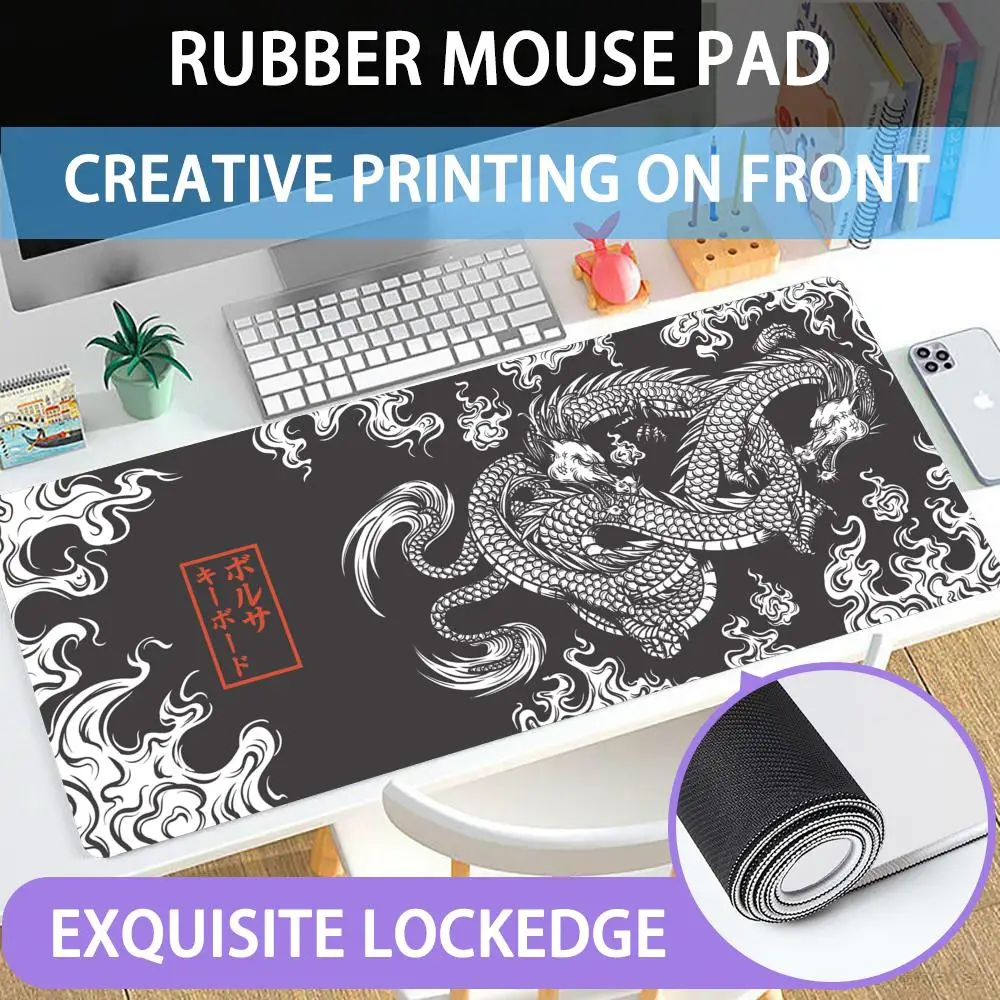 

Mouse Pad Large rubber mouse pad with lock edge computer gamer HD Japanese style dragon printing desk pad keyboard pad