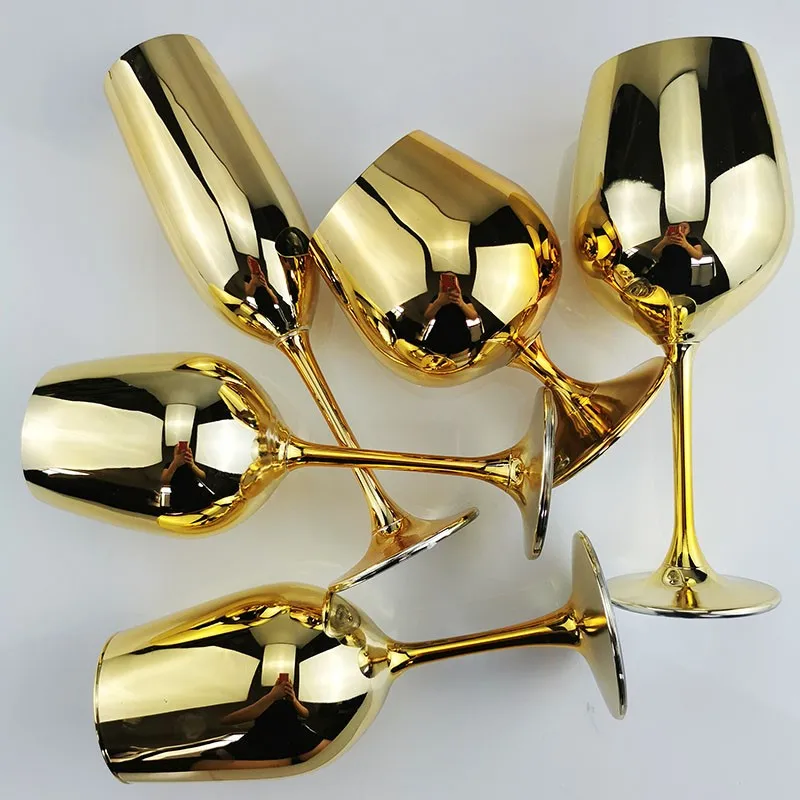 

Gold plated goblet European crystal glass champagne cup brandy cup high-end luxury metal sense red wine cup