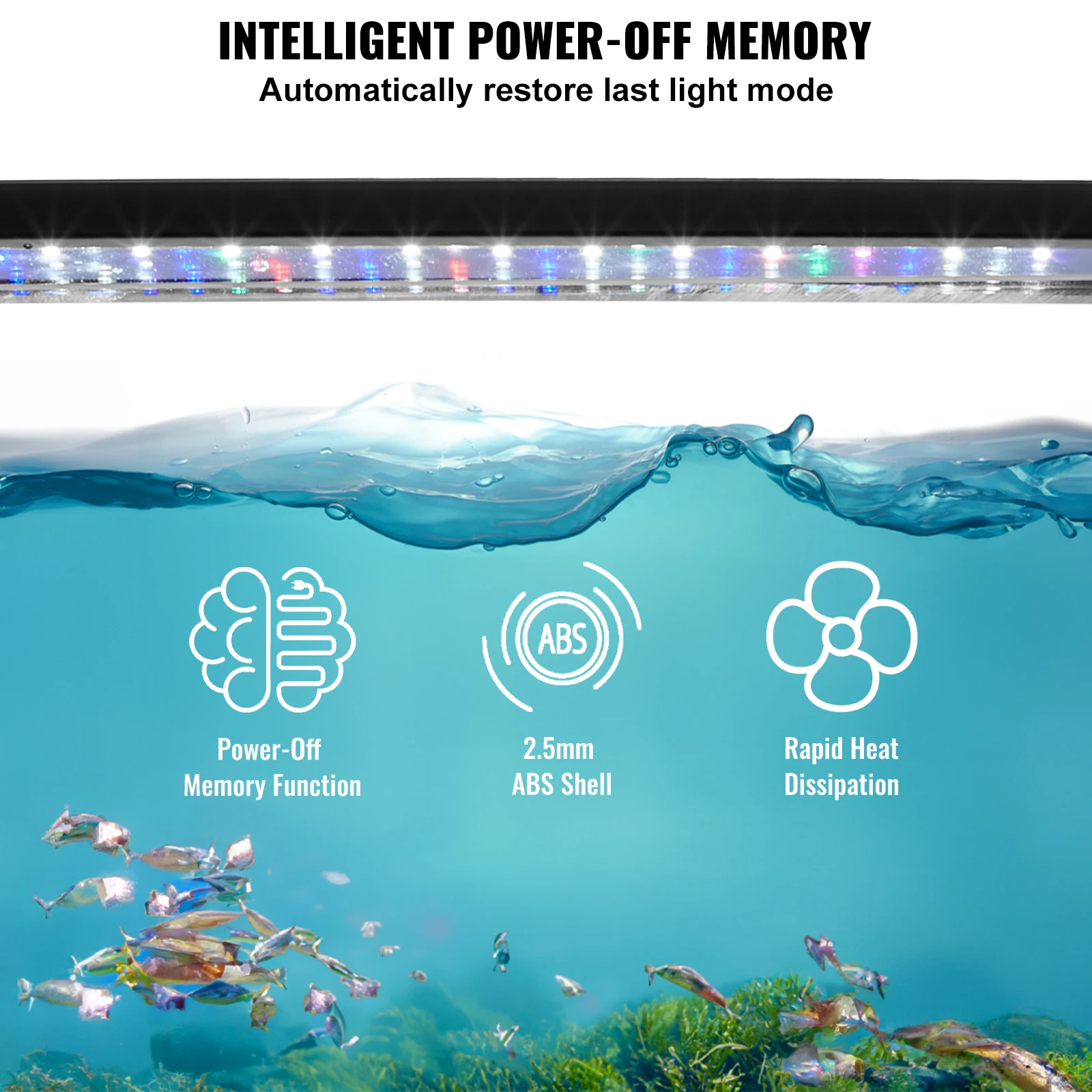 Aquarium Light 26W Full Spectrum Adjustable Brightness Timer Power-Off Memory Freshwater Fish Tank