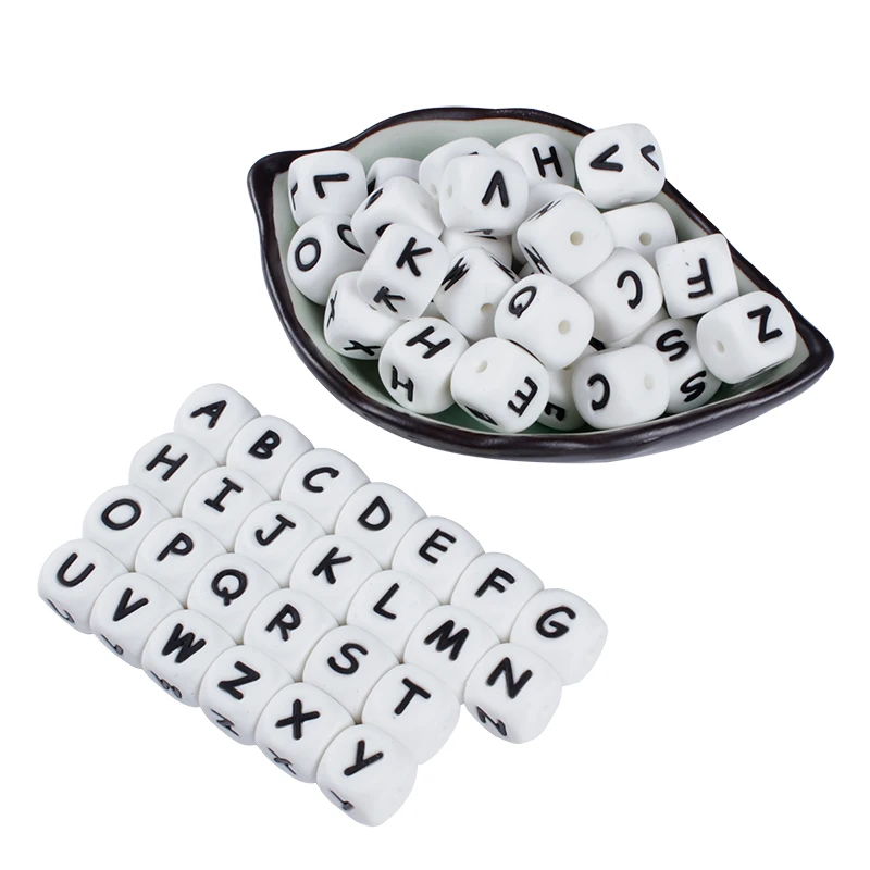 12mm 50Pcs Silicone Letters Beads English Alphabet Baby Teether For Personalized Name DIY Pacifier Chain Clip Toys BPA Free 4