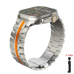 Premium Metal Strap for Apple Watch - Business Bracelet Edition (Titanium orange)