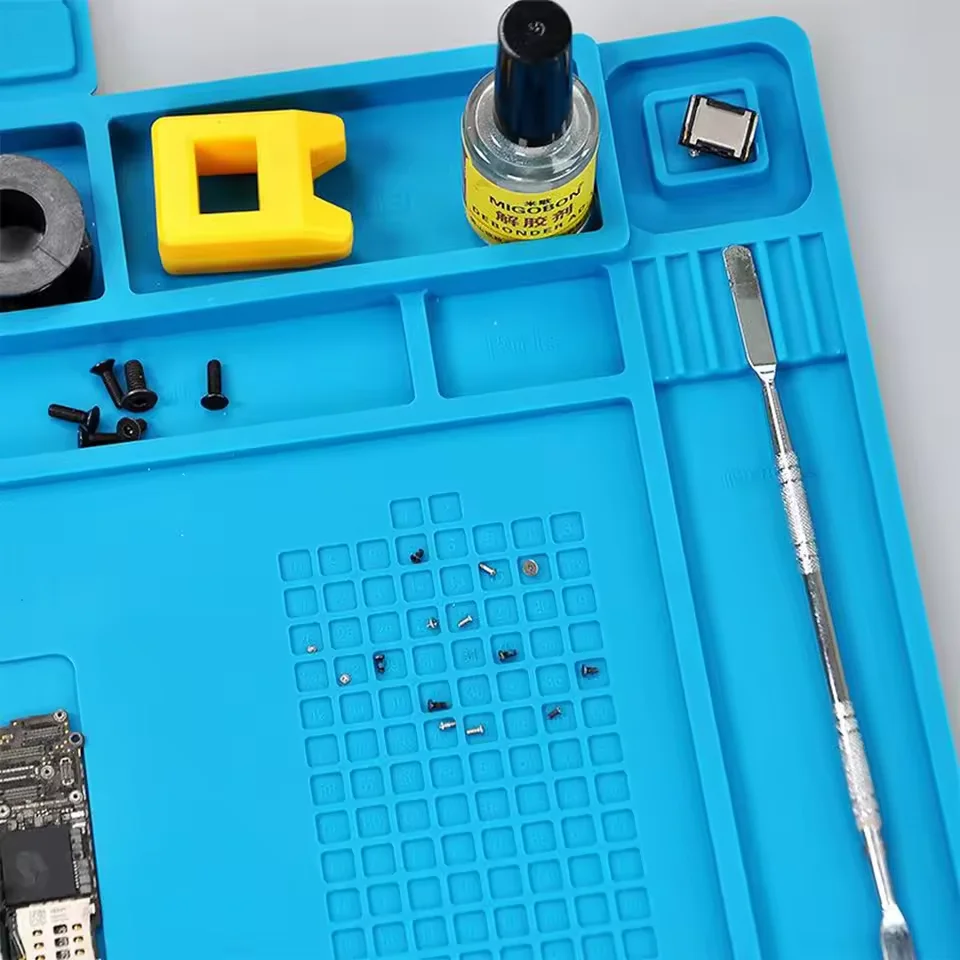 Magnetic soldering station mat antistatic high temperature resistance silicone for electronic phone laptop watch repair