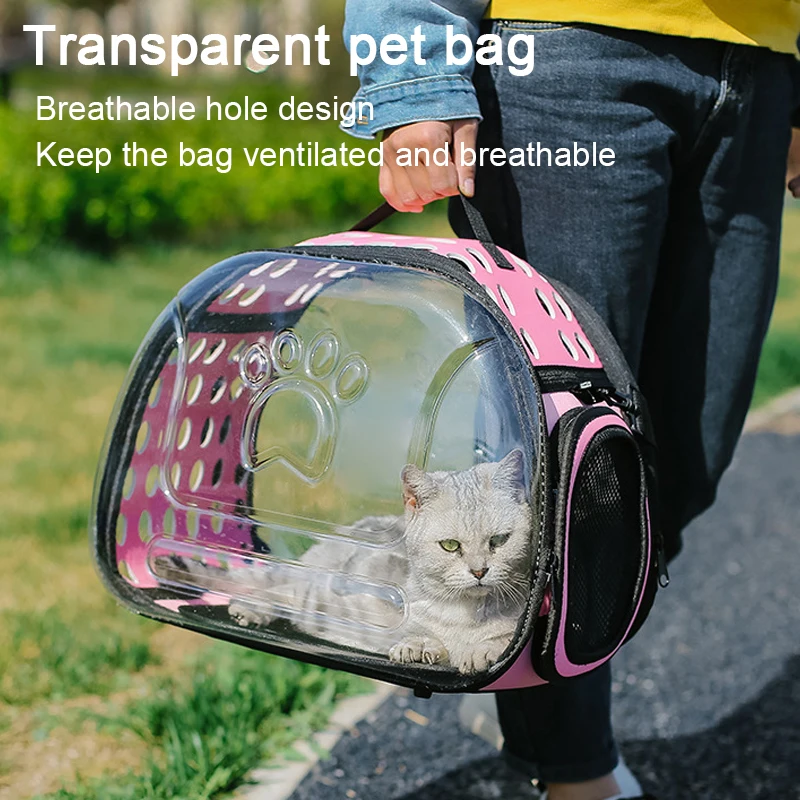 Transparent Foldable Outdoor Pet Travel Carrier Bag Portable Foldable Transparent Handbag Carrier Shoulder Travel Bag