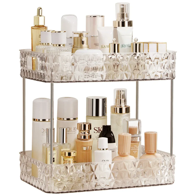 Acrylic Storage Organizer Shelf Of Bathroom Home Kitchen Makeup Skincare Shampoo Lipstick Tabletop Holder Cosmetic Desk Rack 5