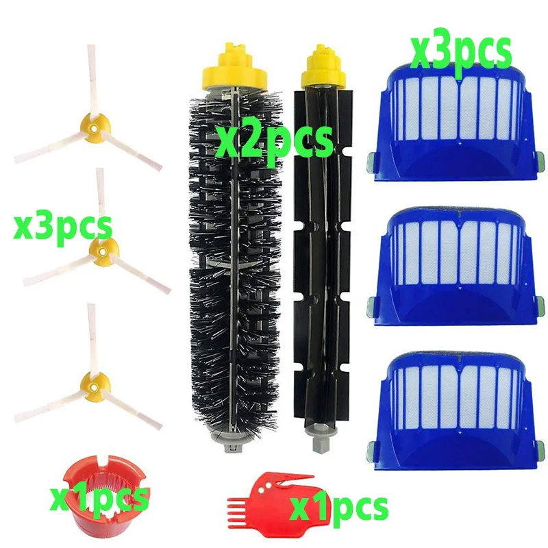 Para irobot roomba série 600 610 620 625 630 650 660 peça de reposição kit vácuo batedor cerdas escova + aero vac filtro escova lateral