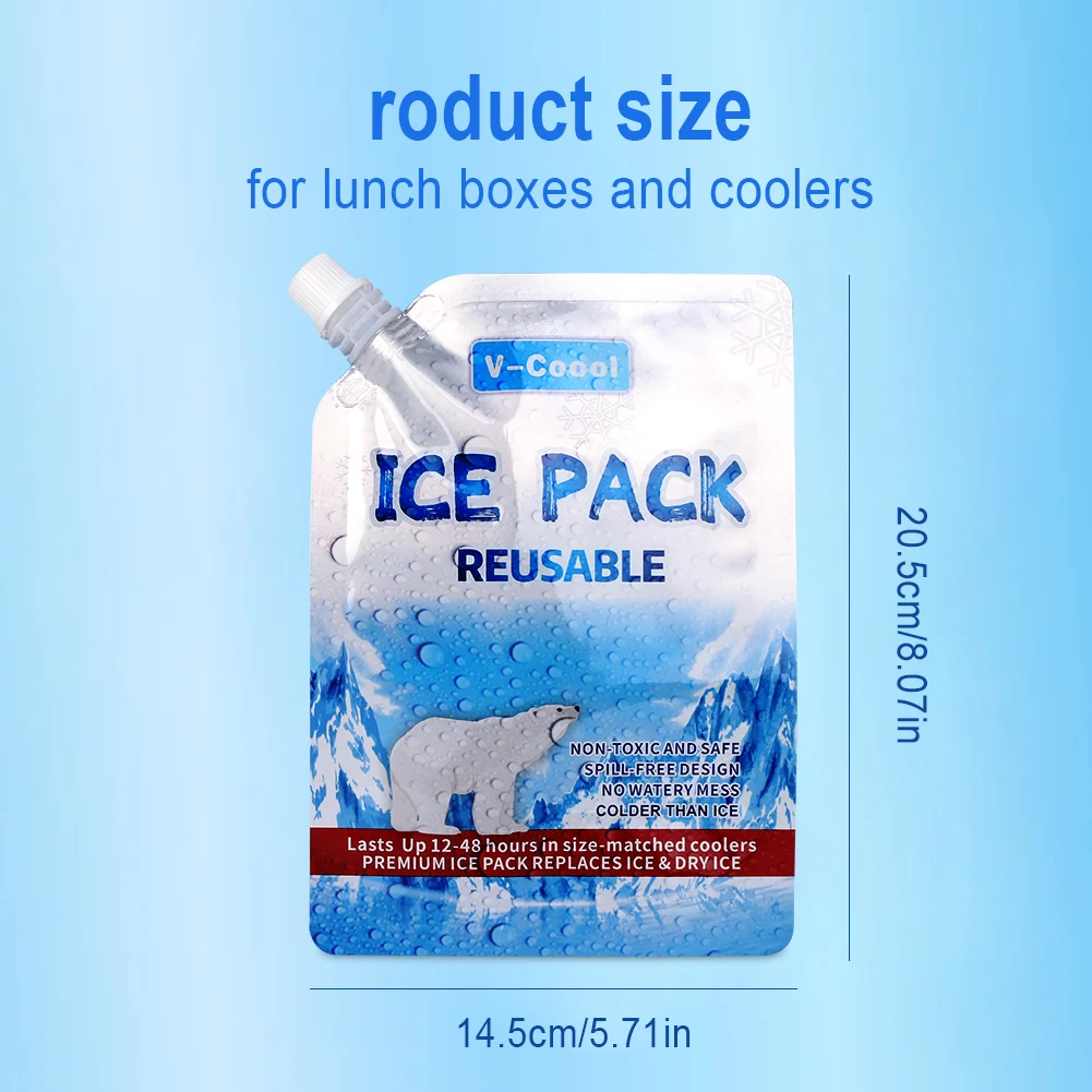 6Pcs Reusable Ice Packs Up To 48 Hours Gel Water Filled Ice Pack Long Lasting Gel Cooling Bag for Beach Road Trips