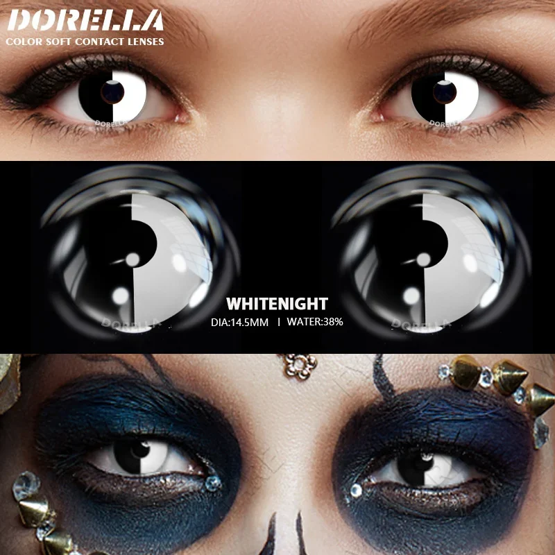 Spooky White Mesh Blind Halloween Cosplay Contact Lenses