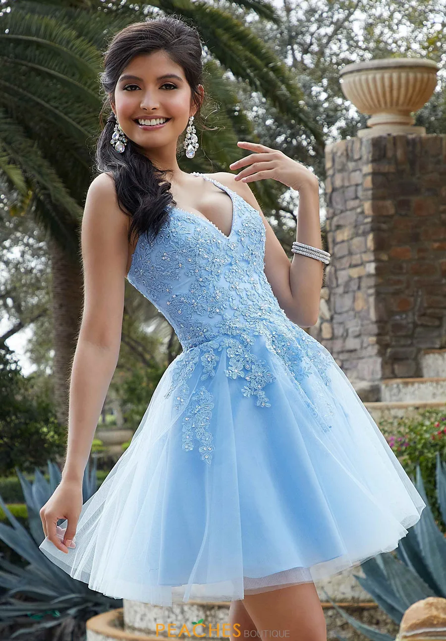 Sky Blue Tulle Short Homecoming Dresses Spaghetti Beaded Applique Lace Up Sexy Cocktail Party Graduation Gowns A Line Vestidos