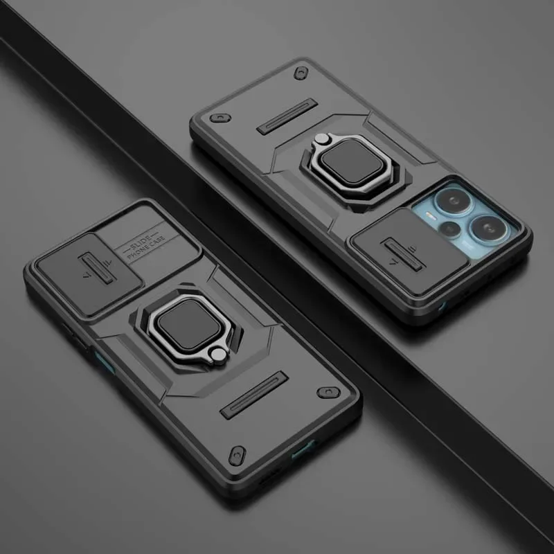 Funda de cámara con lente deslizante para Xiaomi POCO F5 X5 Pro Redmi Note 12 12S Mi 13T Pro K60 Ultra Turbo Plus, carcasa trasera con armadura a prueba de golpes