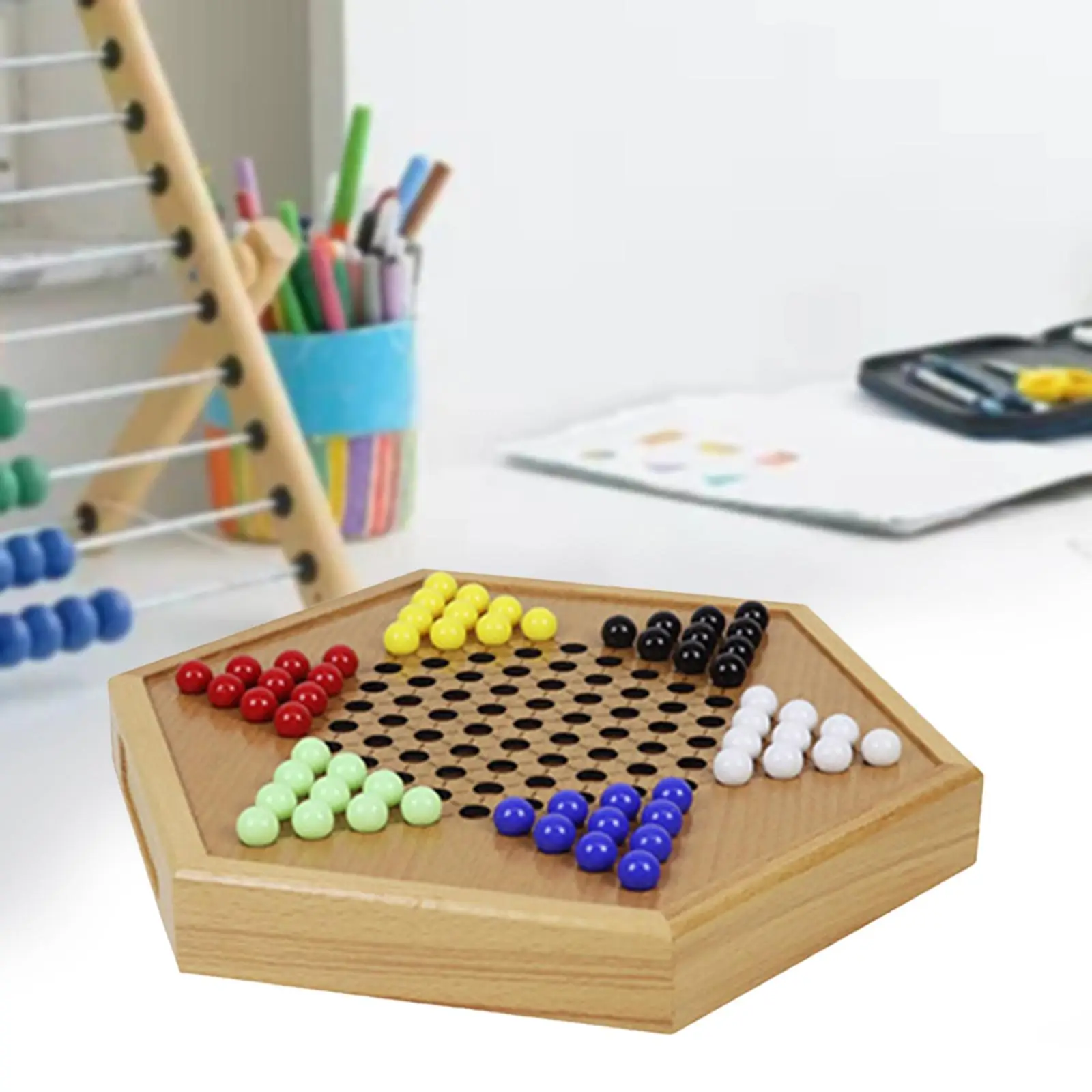 

Chinese Checkers with 60 Marbles Handcraft 12 Inches Convenient Storage Fun Game Toy Classic Strategy Game Board Games