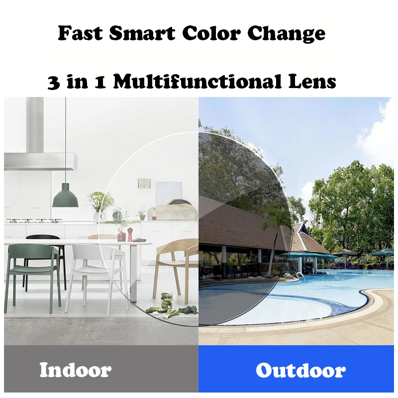 Photochromic Progressive Prescription Lenses multi-focus 4 Times Hardness MR-8 Super Tough 1.56 1.61 1.67 1.74 Aspheric Resin prescription glasses lenses