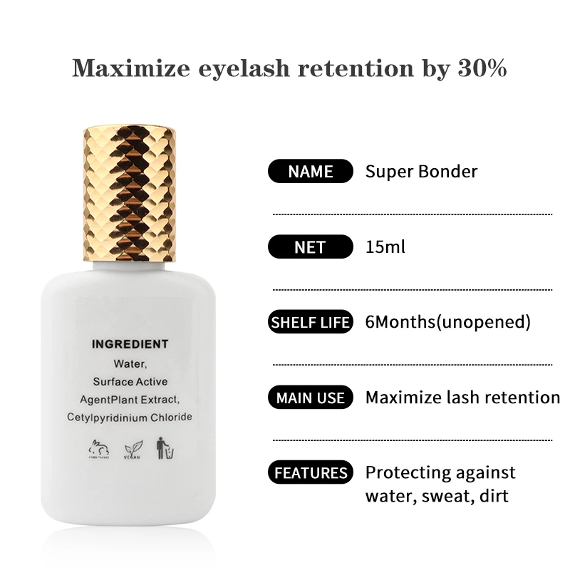 15ml Super Bonder Fixing Agent for Eyelashes Extensions Primer for Lash Glue Help Lash Bonder Adhesive Hardener Professinal 2