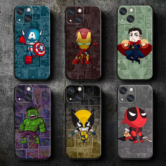 Funda de dibujos animados de superhéroes de Marvel para Apple