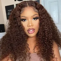 13x4 vague profonde chocolat brun perruques de cheveux humains sans colle 13x6 Hd dentelle frontale perruque pré plumée vietnamien cheveux humains bouclés perruques 2