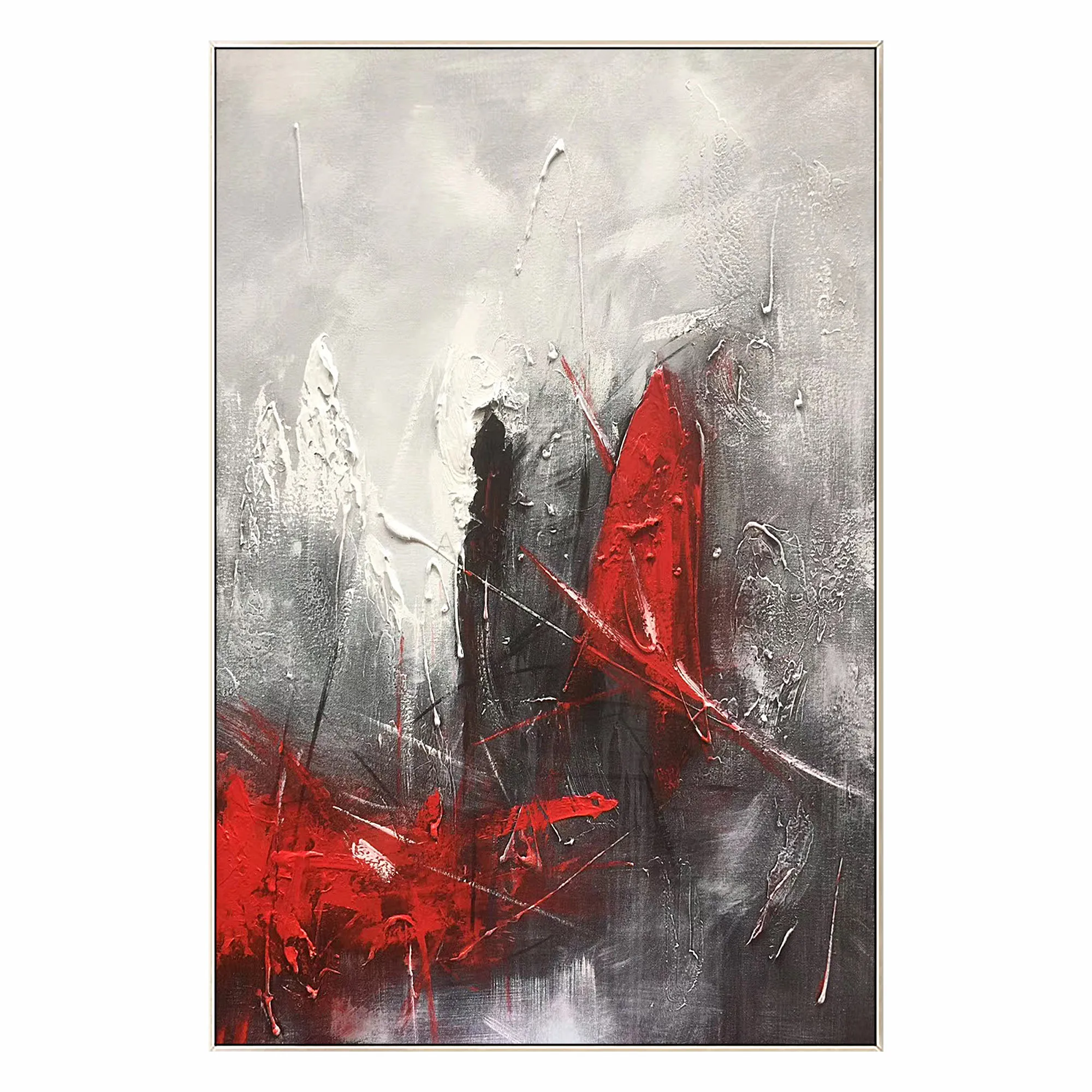 Red Black And White Abstract Paintings