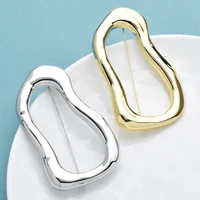 Wuli&baby Stainless Steel Big Circle Brooches Pins For Women Men 2-color All-match Geometric Brooch Gifts 4
