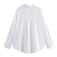 Femmes mode printemps coton Oxford à manches longues simple boutonnage revers Blouse vêtements de rue chemise Chic dames hauts Mujer 4