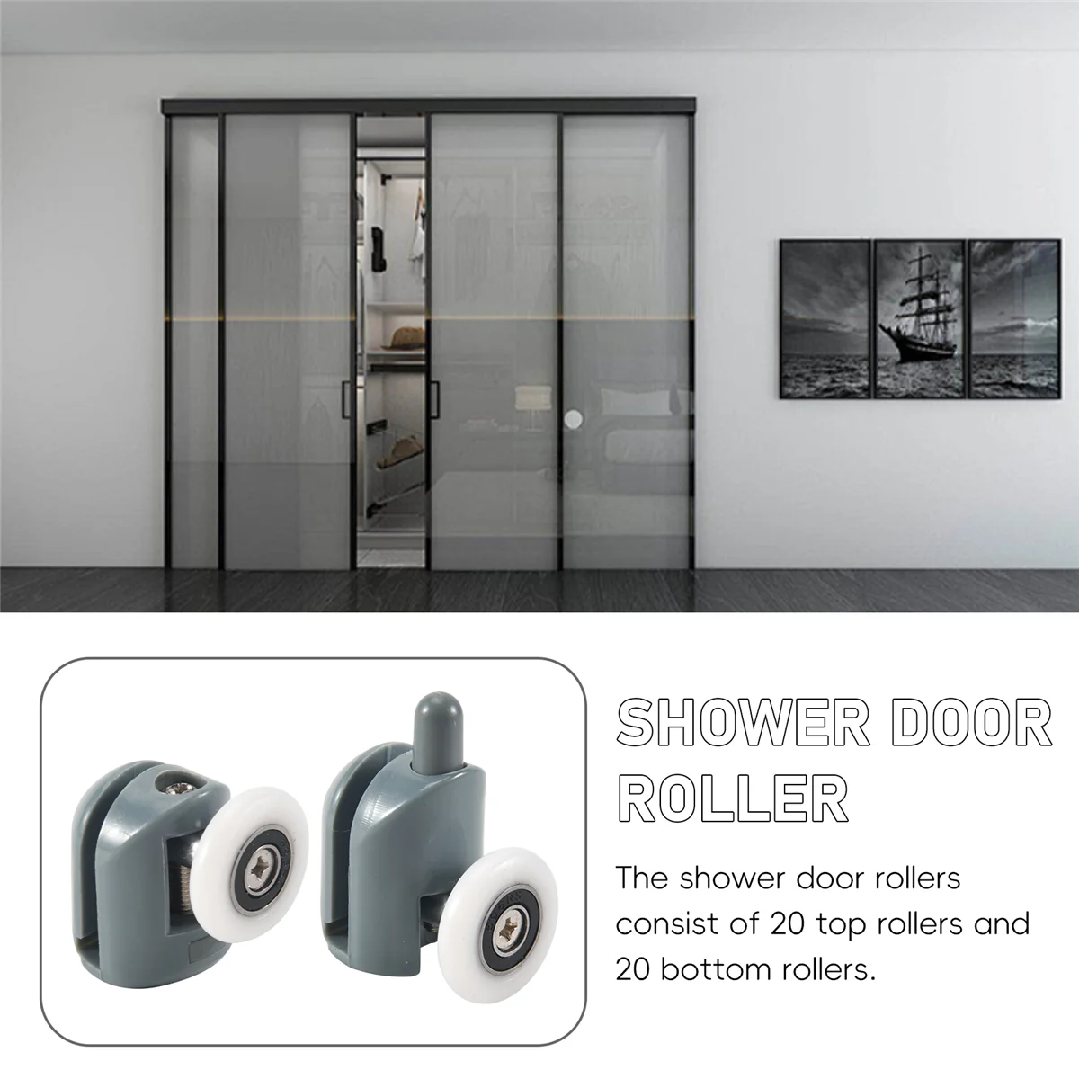 Shower Room Door Roller 8Pc Shower Door Castors Rolls Shower Door Rollers Sliding Roller Guide Spare Parts Glass Pulleys Wheels