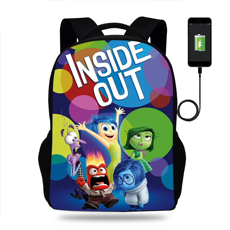 Disney Inside Out Backpack Boy Girl School Bags Children Teenager USB Charging Daily Travel Backpack | - AliExpress