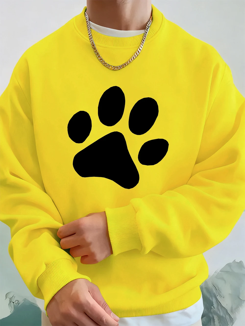 Einfache Sohle Muster Gedruckt Männer Sweatshirt Winter Lose Hoodies Sport Crewneck Fleece Warme Streetwears Grundlagen Männer Kleidung – Detail 16