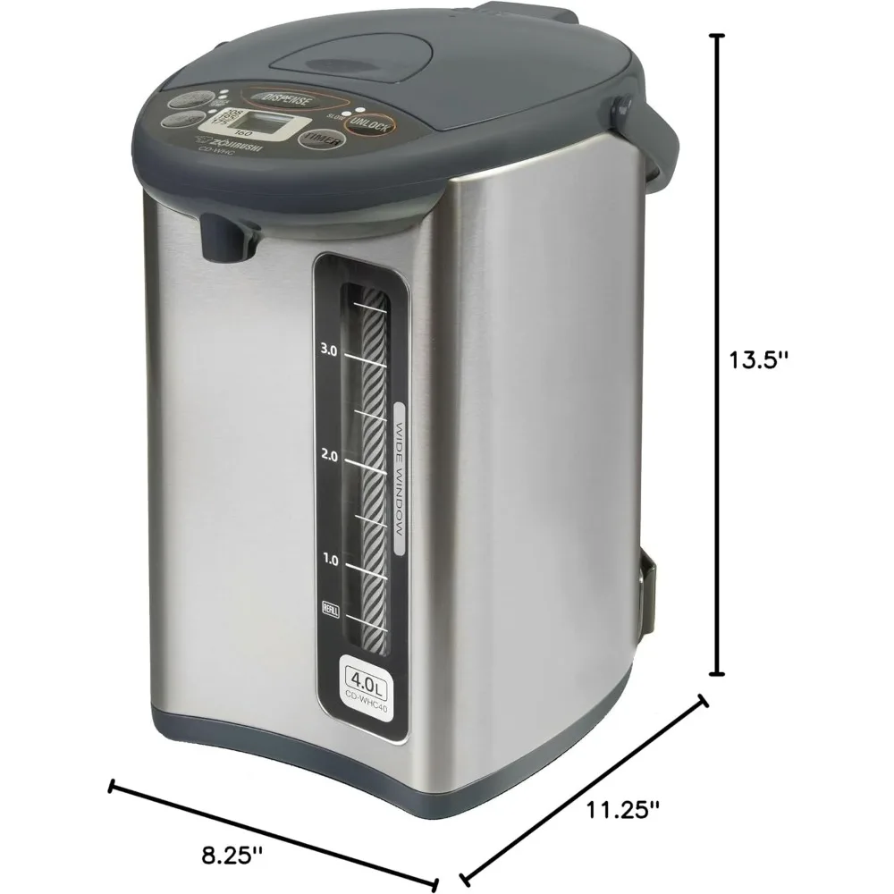 Water Boiler & Warmer, 135 oz, Micro Computerized Temperature Control, With Water level Gauge, Stainless Gray, Household