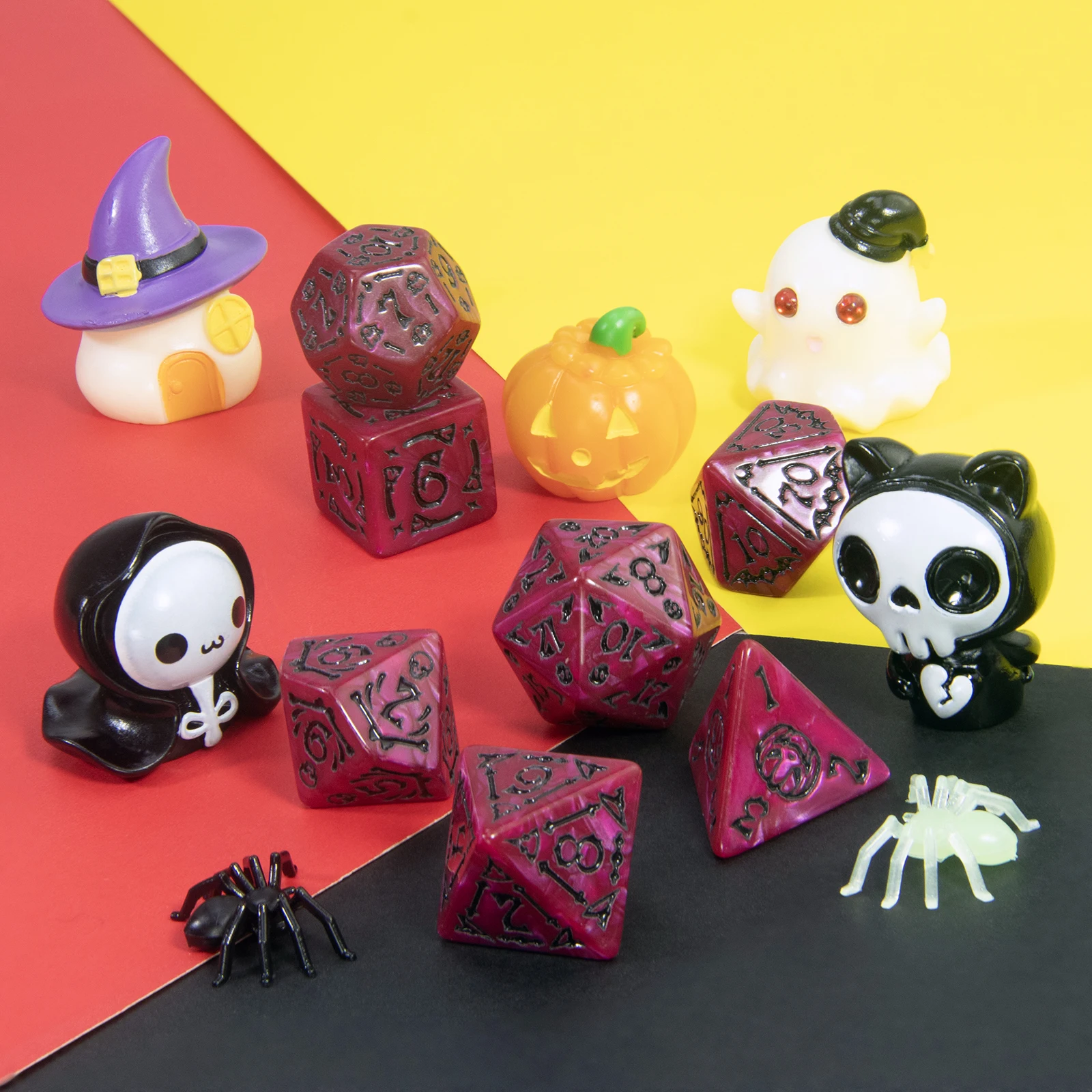 휴일 선물 다면체 주사위 D4-D20으로 보드 게임에 대 한 7pcs DND 주사위 할로윈 테마 주사위