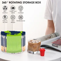 Rotating Tray Spice Rack Drinks Packet Organizer Clear Flavor Packet Holder Kitchen Organizer For Seasoning Cosmetic Storage Box 2