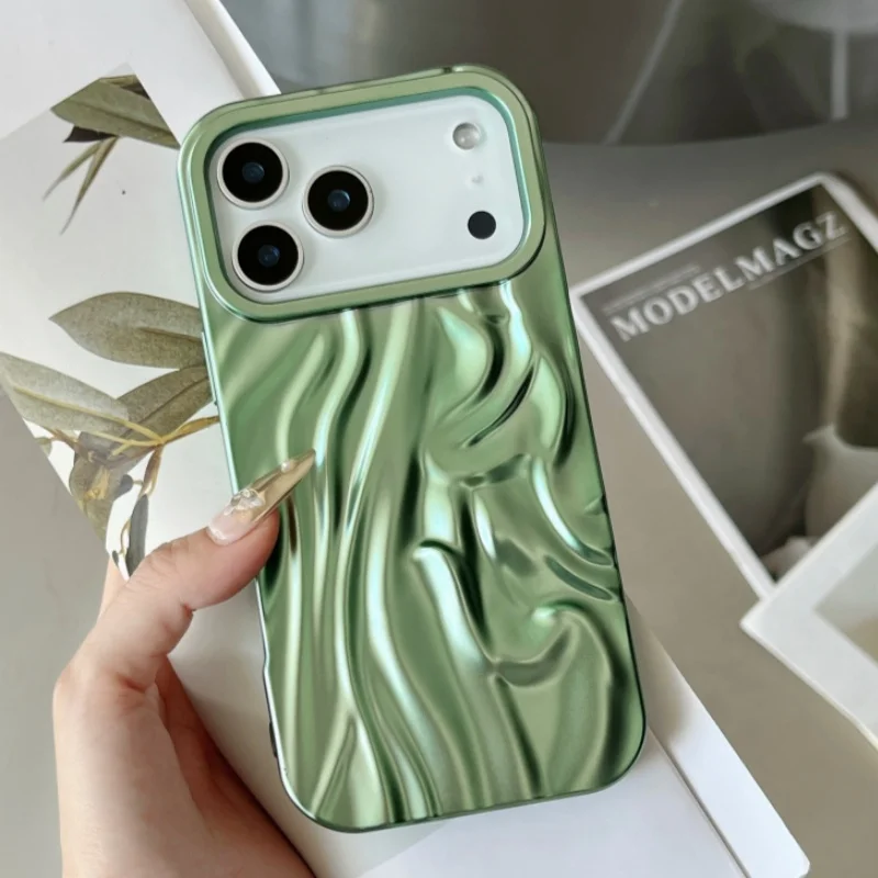 Luxury Plating Water Ripple Shockproof Phone Case - Glossy Matte Silicone Cover