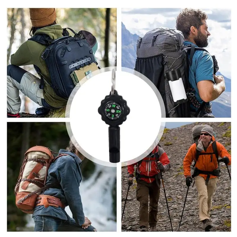 Outdoor Survival Whistle Outdoor Camping Products Compass 2 In1 Compass Integrated Clear & Loud Sound For Hiking Camping