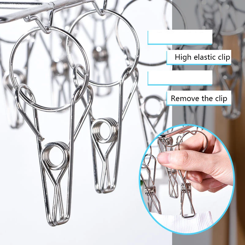 Stainless Steel Windproof Clips Clothespin Laundry Hanger Clothesline Sock Towel Bra Drying Rack Clothes Peg Hook Airer Dryer 5