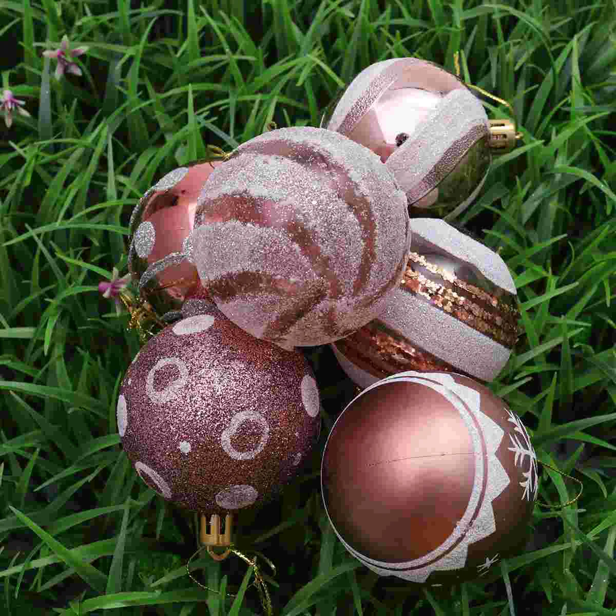 

Рождественские шары 6 см, подвесные украшения для рождественской елки, украшения для вечеринки, выпускного, розовое золото, узор «сделай сам» для рождественской вечеринки