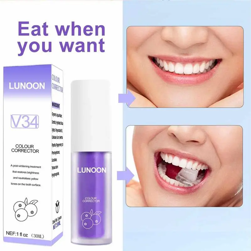 V34 Teeth Whitening Toothpaste Tooth Colour Corrector 30ml Enamel Care Toothpaste Intensive Stain Removal Reduce Yellowing