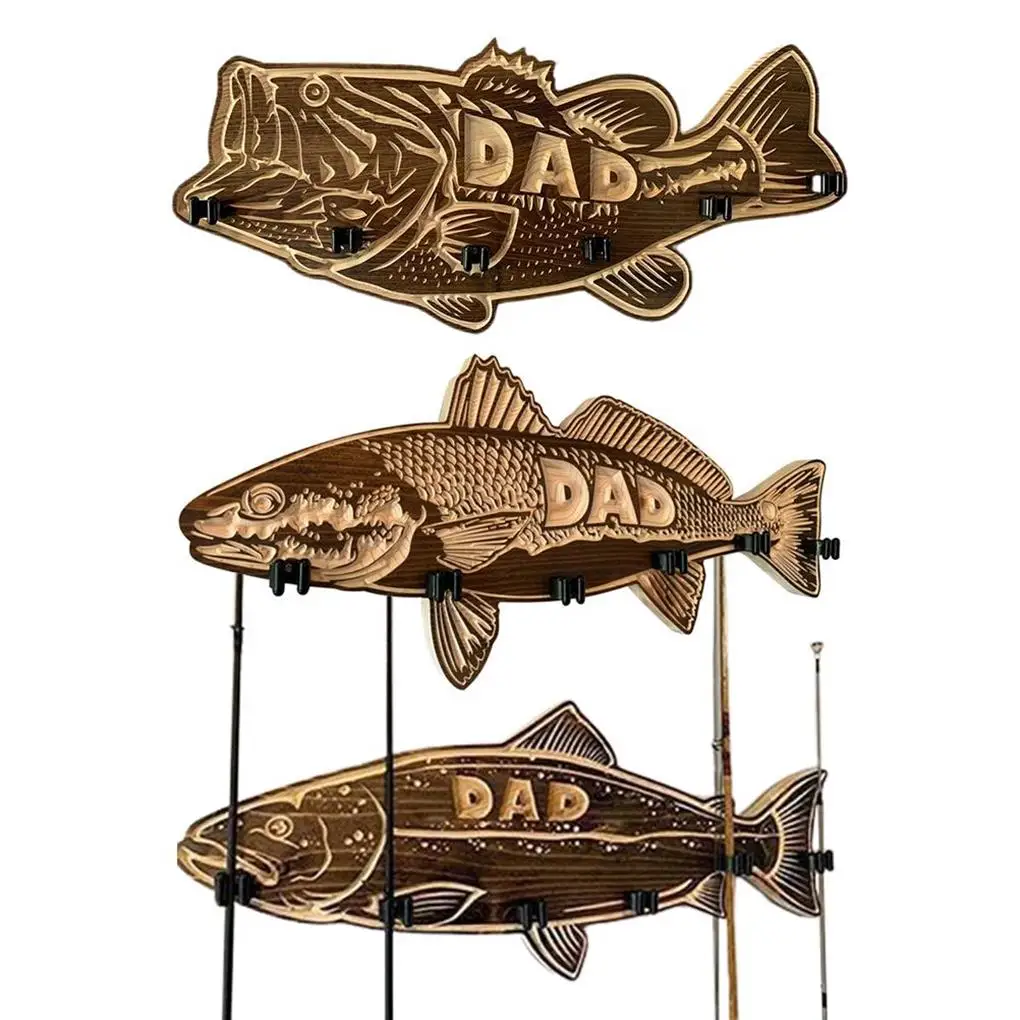 Fishing Pole Display Rack 6 Holes Bracket Wear-resistant Organizer Garage