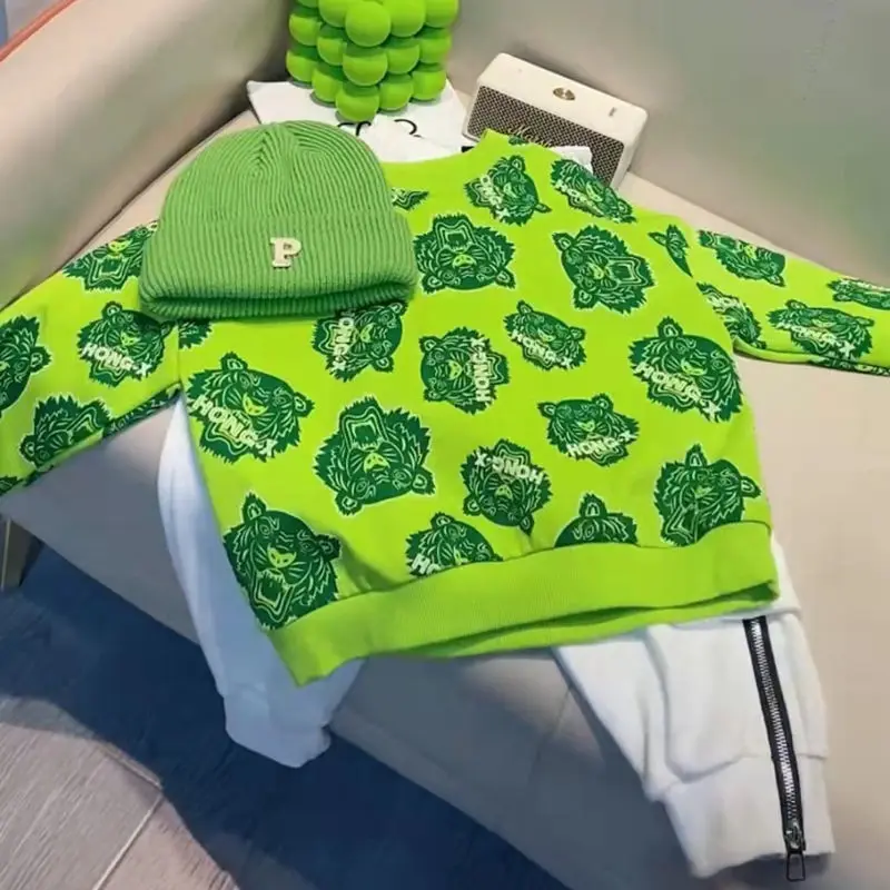 Children's Tiger Head Sweater Spring New Baby Clothes Fashion Brand Boy's Tiger Year Top Boy Spring and Autumn