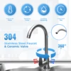 47.24x 17.72inch Stainless Steel Sink with Shelf Freestanding Commercial Restaurant Kitchen Sink Double Bowl with Tap&Drainboard 5