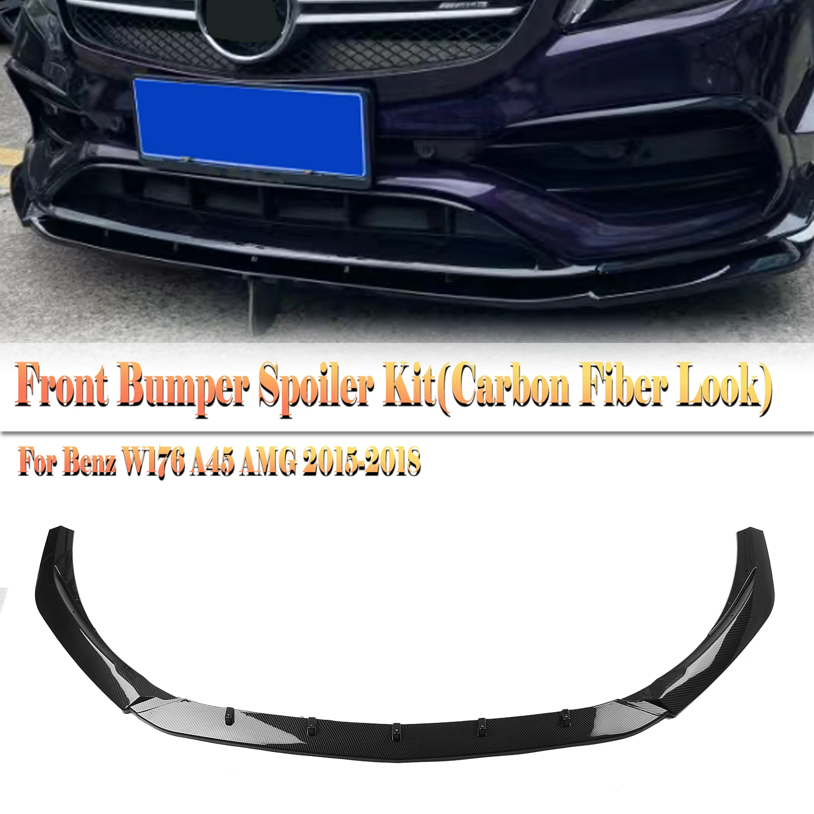 Paraurti Anteriore Spoiler Lip Per Mercedes Benz Classe A W176 A200 A250 A45 Amg Hatchback 2015-2018 Sport Kit Di Protezione Splitter Inferiore