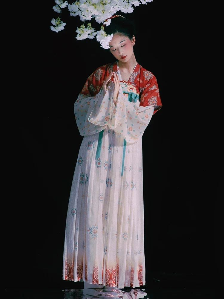 Tang Beizi Chest-High Dress Straight Collar Cardigan Wide Sleeve Shirt Women's Han Chinese Clothing Summer