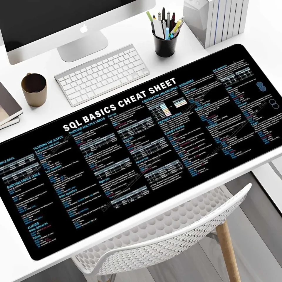 Tapis De Souris XXL SQL 80x30 Cm - Tapis De Bureau Avec Aide-Mémoire Pour Débutants Et Ingénieurs - Imperméable