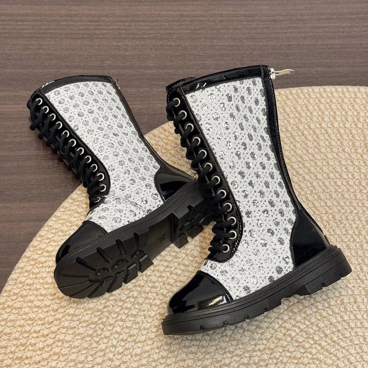 Girls Mid Calf Boots Autumn Breathable Non Slip Kid School Shoes