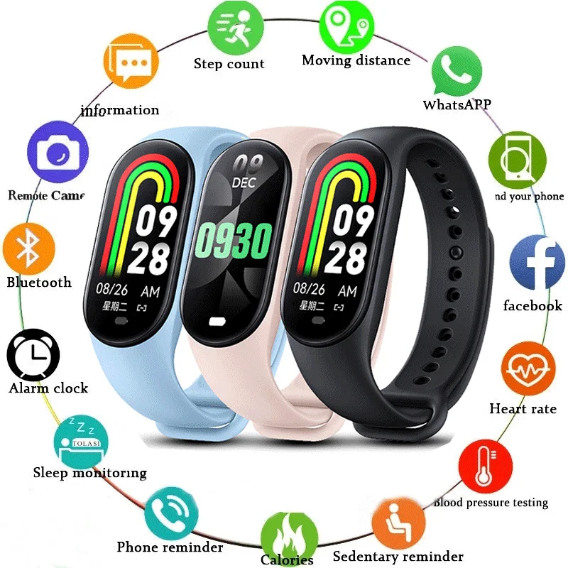 New SmartWatch for Xiaomi Band M8 M7 Smart Bracelet Silicone Sport Watch M4  M5 M6 Smart Bracelet Sport Fitness for Android IOS - AliExpress