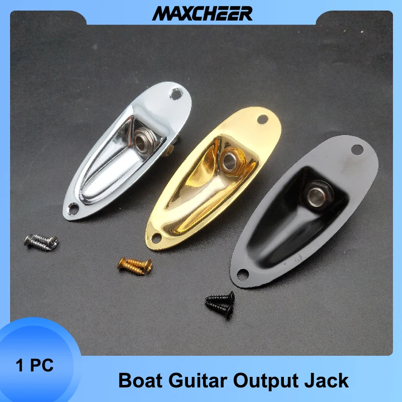 

Boat Style 1/4 inch Loaded Guitar Pickup Output Mono Jack Plug Socket Plate for ST Style Electric Guitar Black Gold Chrome