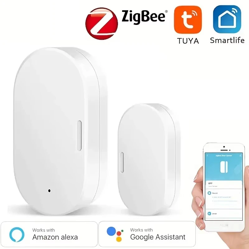 Tuya ZigBee เซ็นเซอร์ประตูหน้าต่างเครื่องตรวจจับ Smart Life App Security Protection Alarm ระบบ Alexa Google Home Smart Assistant 1