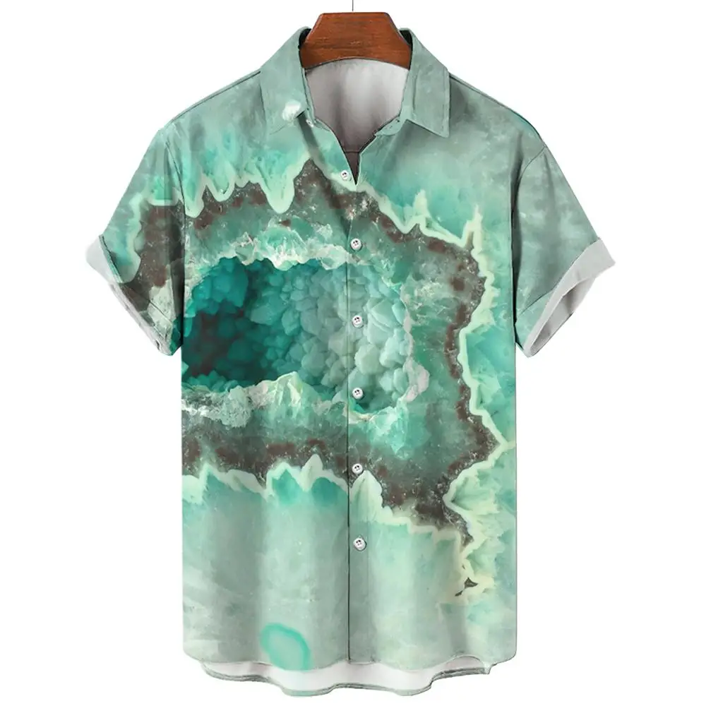 

Summer Shirt For Men 3d Colorful Oil Painting Printed Short Sleeved Shirt Hawaiian Tees Men's Clothing Casual Oversized Shirts
