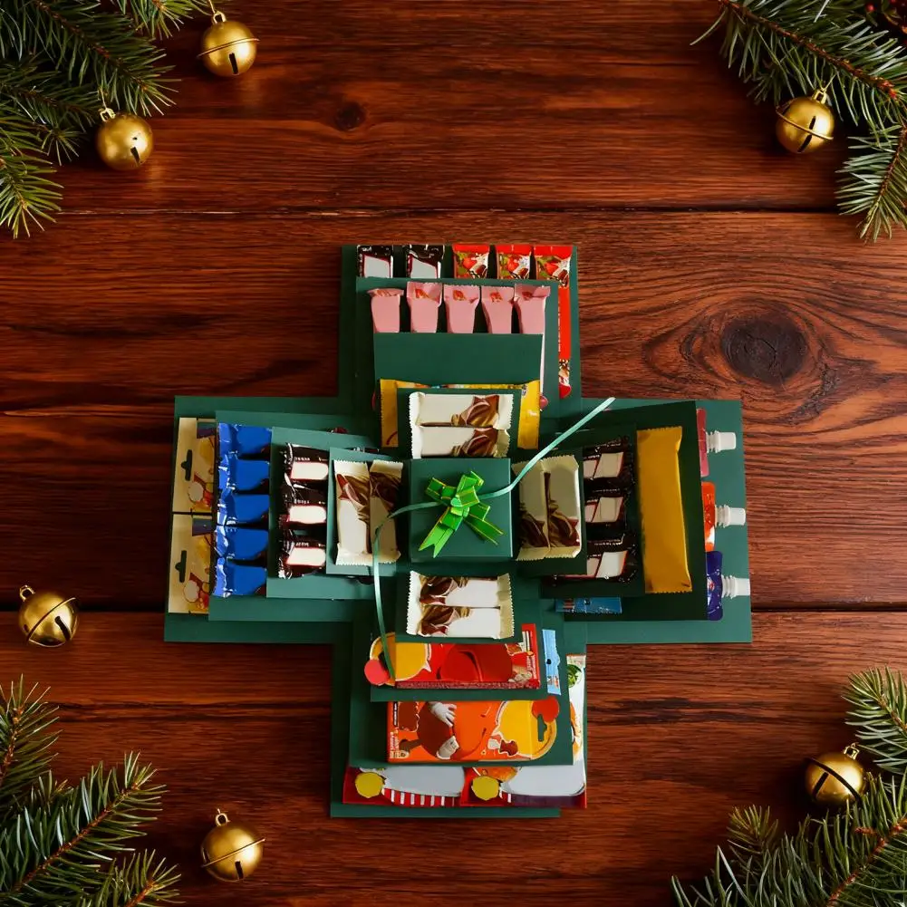 1 Set 55cm Exploding Gift Box 5 Layer Christmas Money Box Paper Boxes For Holding Snacks Sweets Cash Birthday Wedding Xmas Party