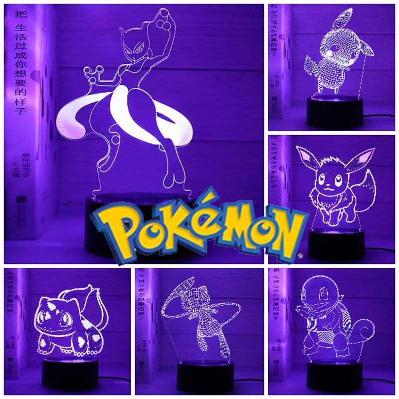 Pokemon Eevee Anime Figure 3D LED Night Light Flareon Glaceon Sylveon  Jolteon Espeon Umbreon Figurine Bedroom Decor Lamp Gifts - AliExpress