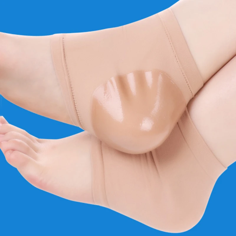 Gel Silicone Heel Protector Sleeve Heel Pads Cups Plantar Fasciitis Support Feet Care Skin Repair Cushion Half-yard Socks,heel protector