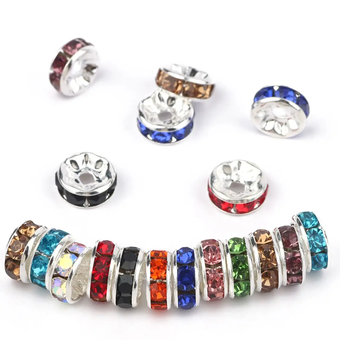 

Бусины Стразы с круглыми кристаллами для изготовления ювелирных изделий «сделай сам», бусины-разделители для шармов, браслетов, серег, ожерелий, аксессуары, 50 шт., 4/6/8/10 мм